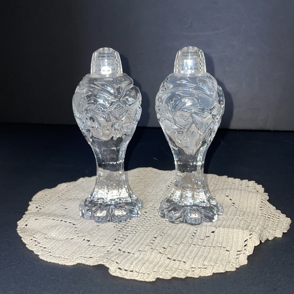 Crystal Salt & Pepper Shakers 5” Vintage Glassware Set Dinnerware - Picture 4 of 8